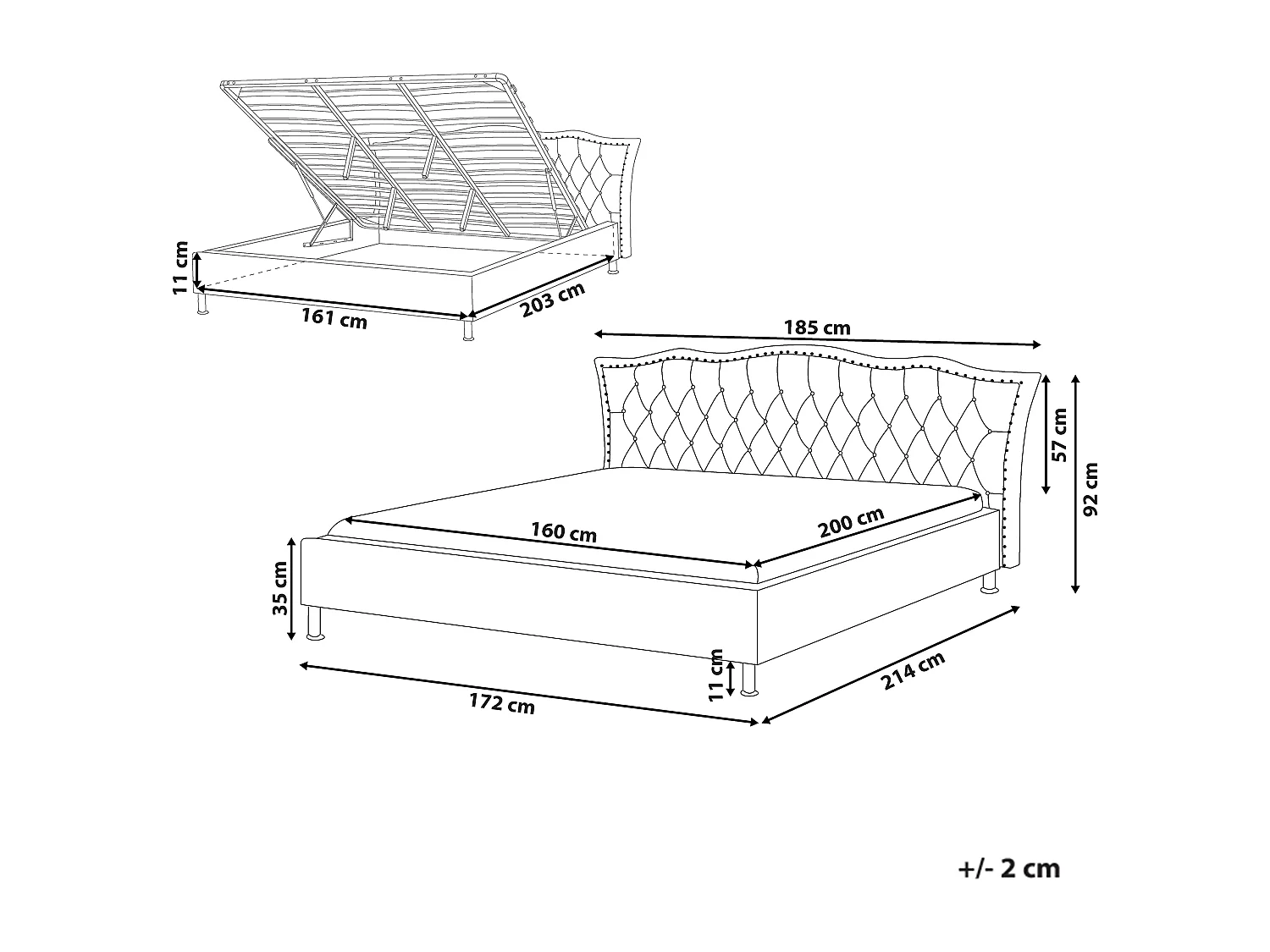 Cama baú Pele sintética METZ 160 x 200 cm Branco