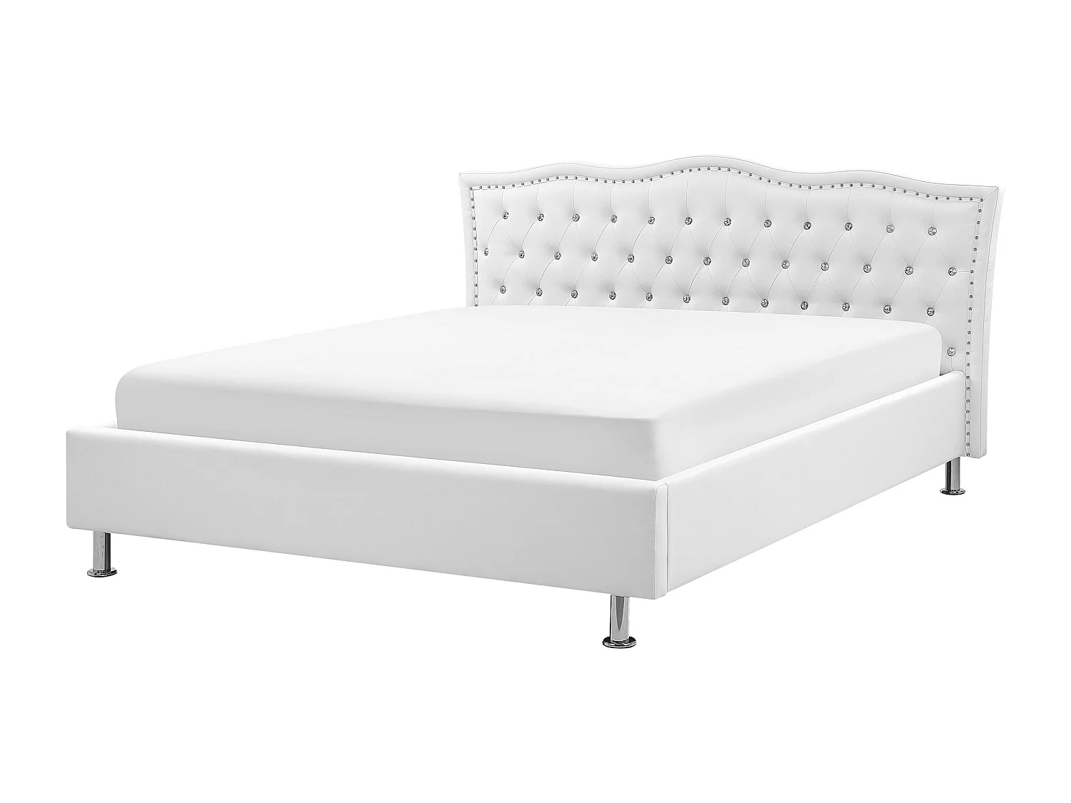 Cama baú Pele sintética METZ 160 x 200 cm Branco