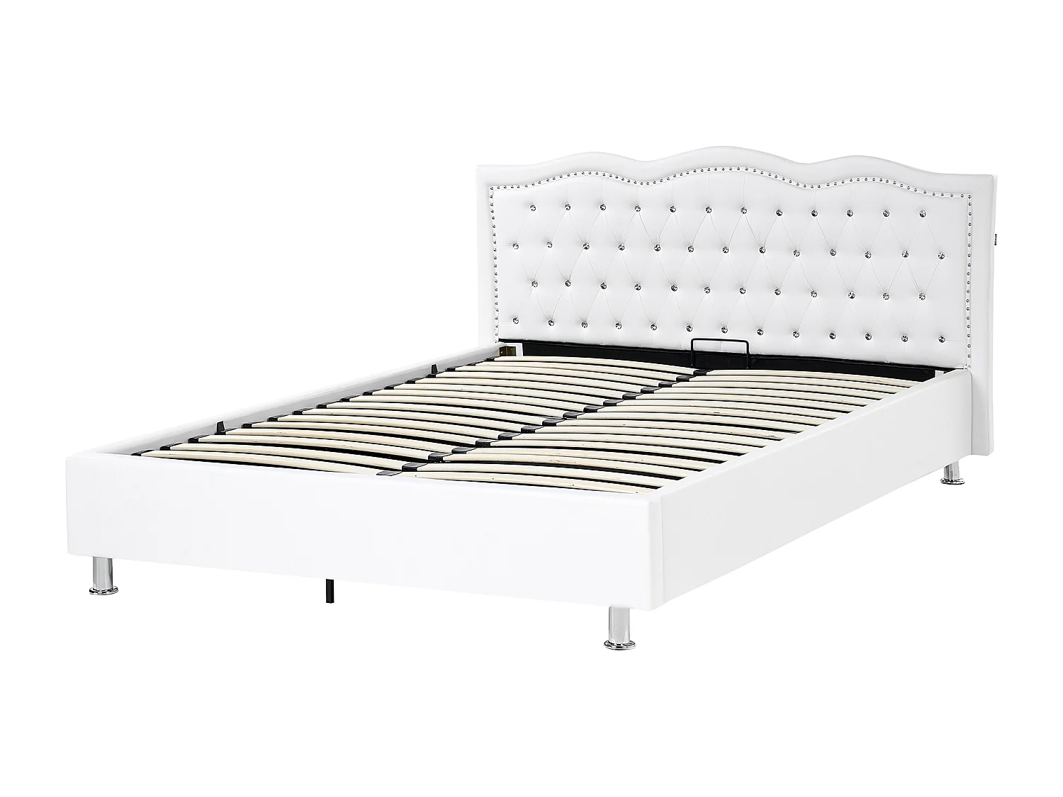 Cama baú Pele sintética METZ 160 x 200 cm Branco