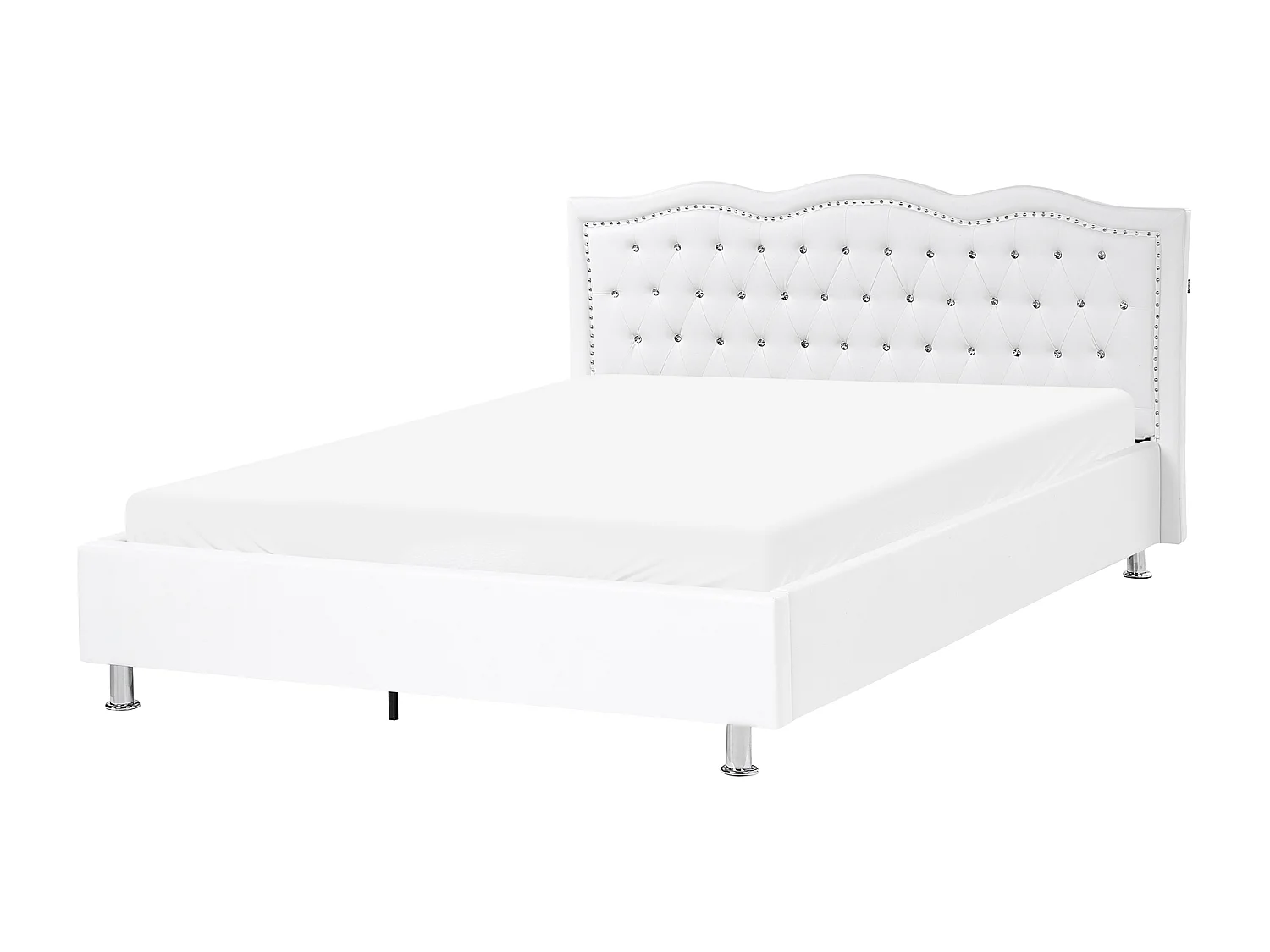 Cama baú Pele sintética METZ 160 x 200 cm Branco