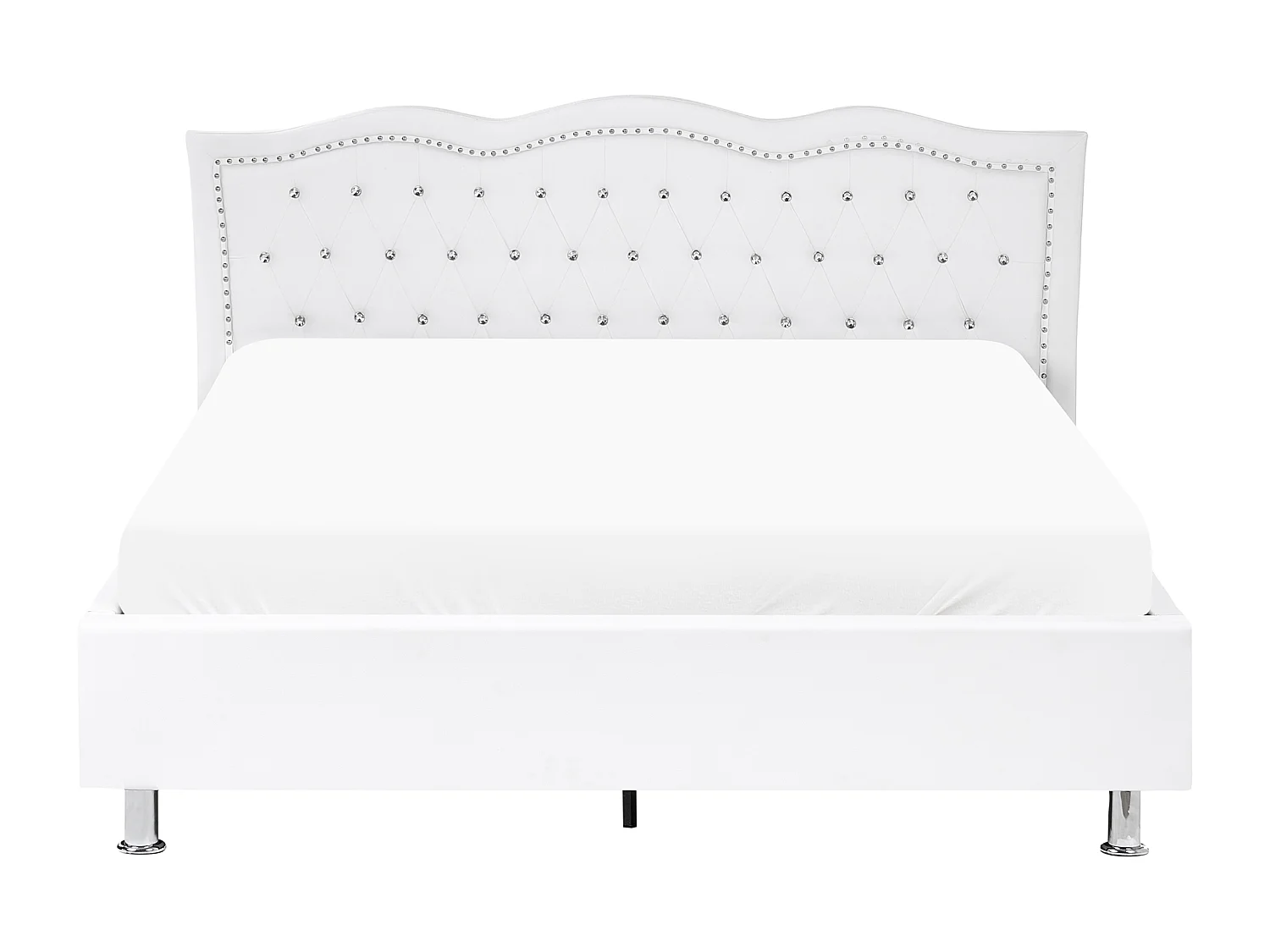 Cama baú Pele sintética METZ 160 x 200 cm Branco