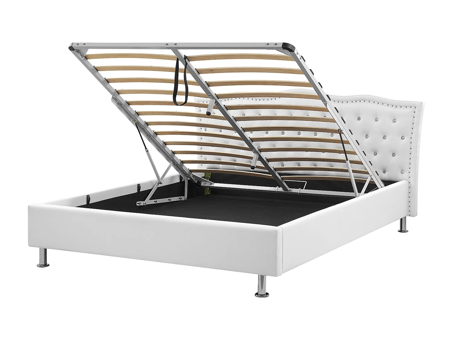 Bed met opbergruimte Kunstleer METZ 160 x 200 cm Wit