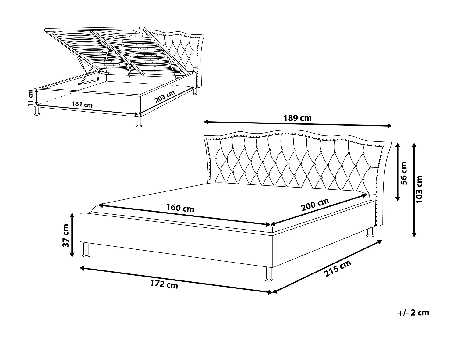 Bed met opbergruimte Kunstleer METZ 160 x 200 cm Wit