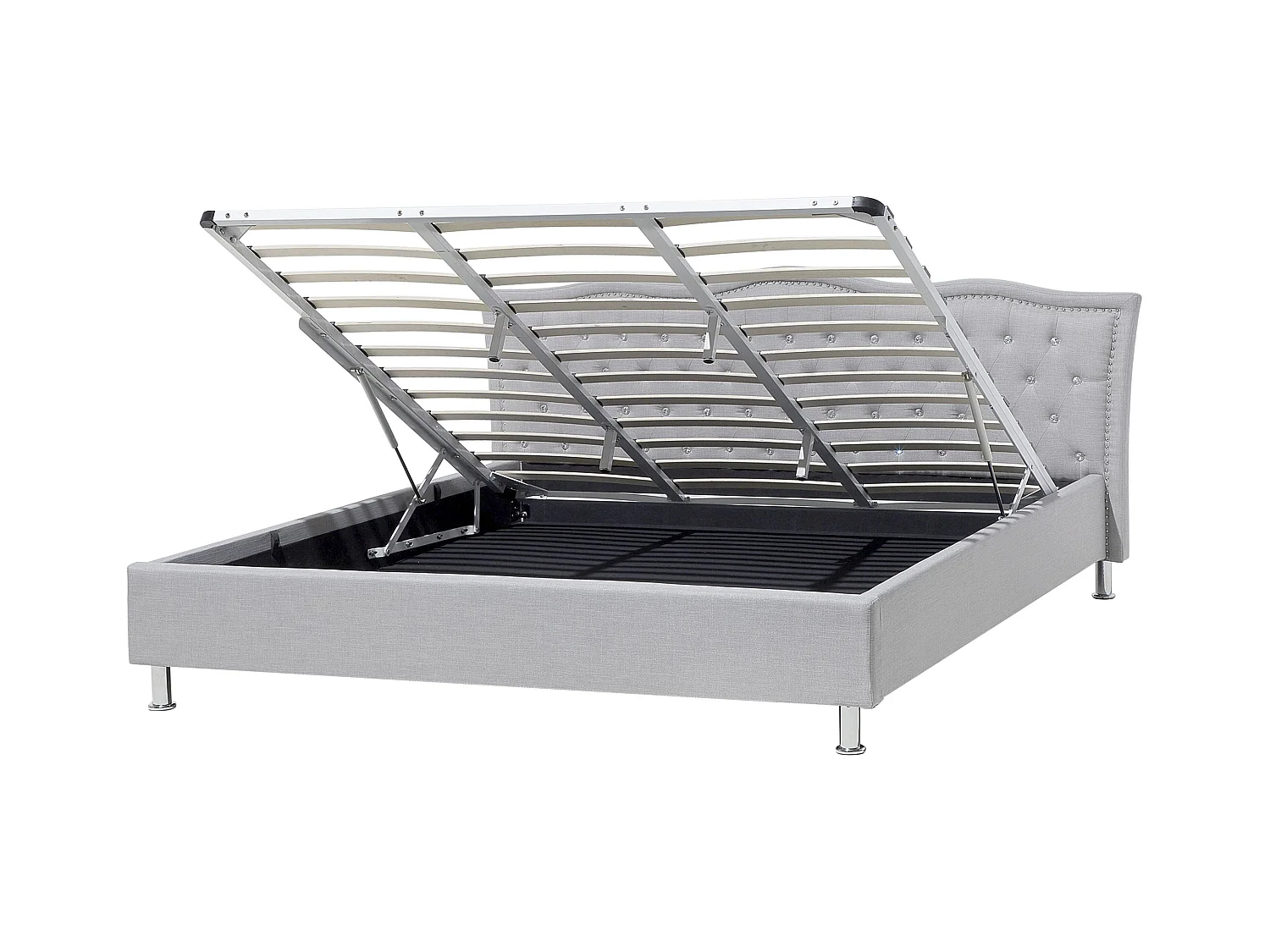 Lit ottoman Tissu METZ 180 x 200 cm Gris clair