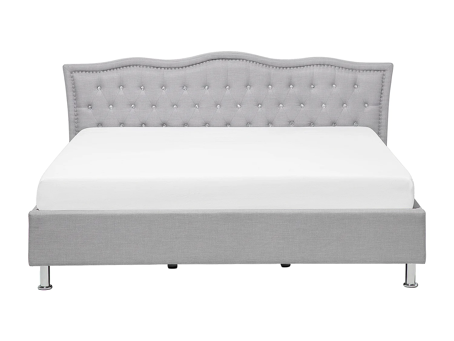 Bed met opbergruimte Stof METZ 180 x 200 cm Lichtgrijs