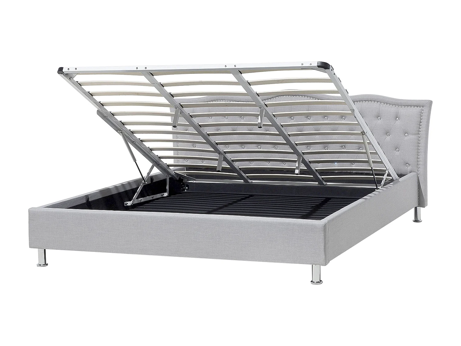 Bed met opbergruimte Stof METZ 180 x 200 cm Lichtgrijs