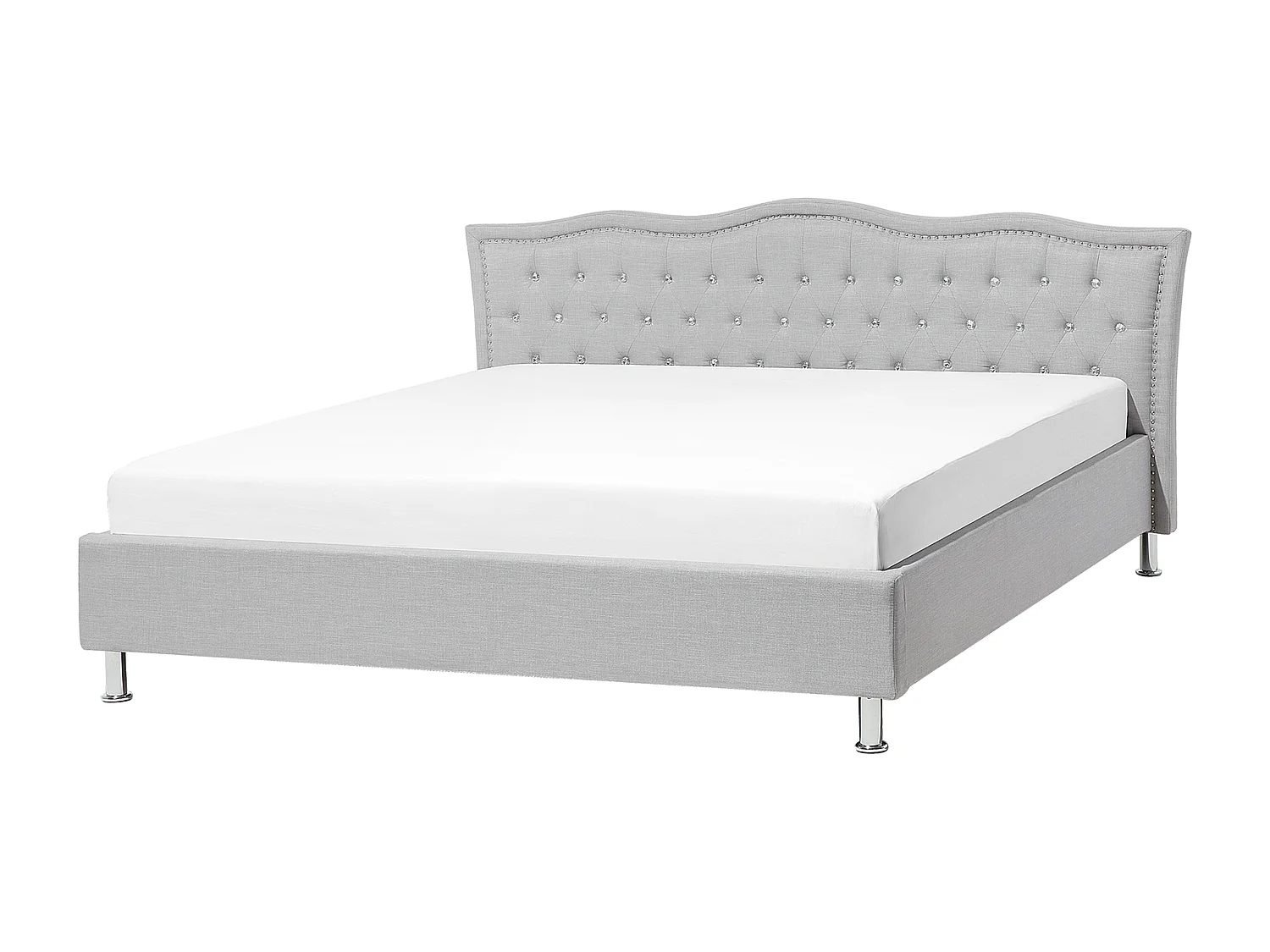 Bed met opbergruimte Stof METZ 180 x 200 cm Lichtgrijs