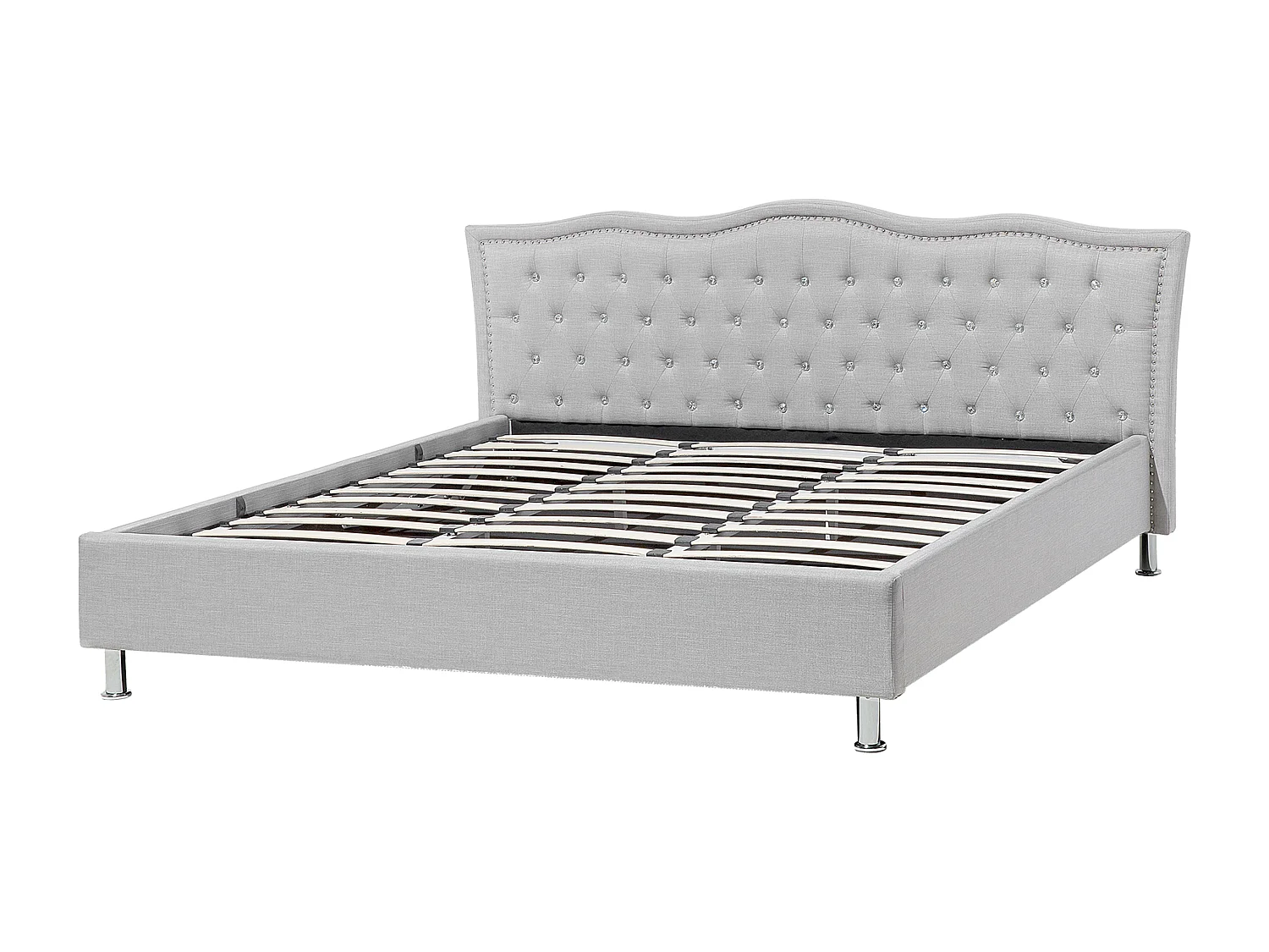 Bed met opbergruimte Stof METZ 180 x 200 cm Lichtgrijs