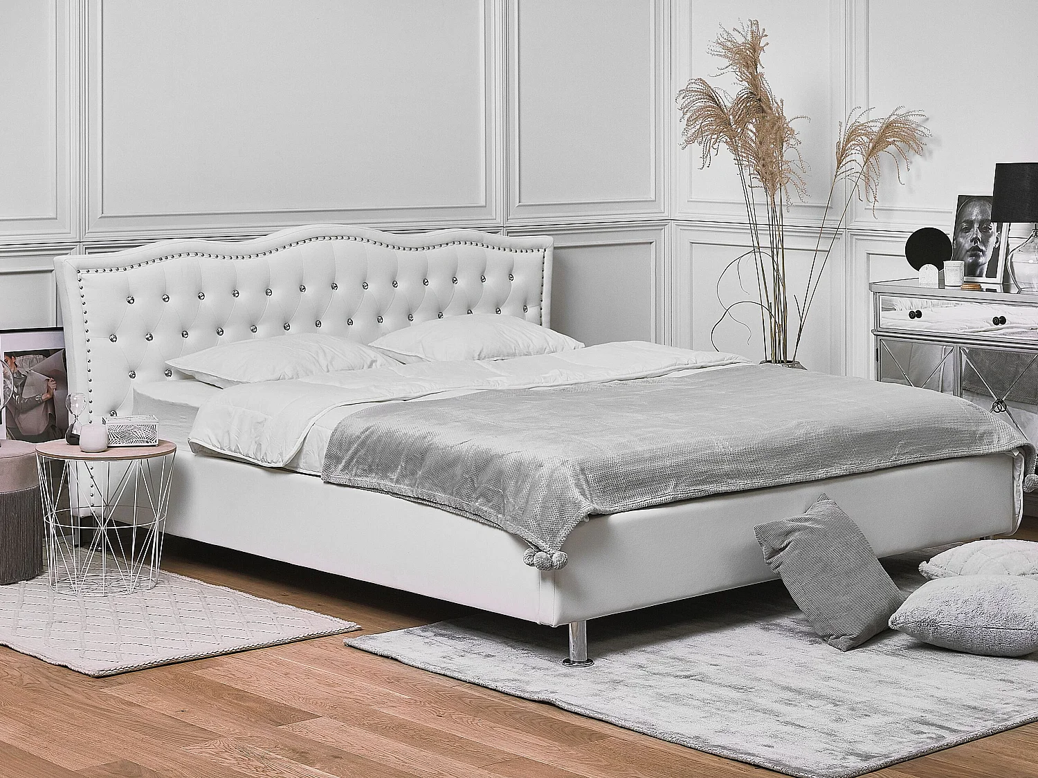 Lit ottoman Cuir PU METZ 180 x 200 cm Blanc