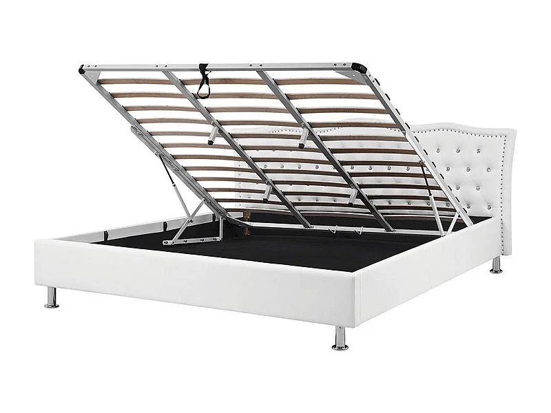 Lit ottoman Cuir PU METZ 180 x 200 cm Blanc