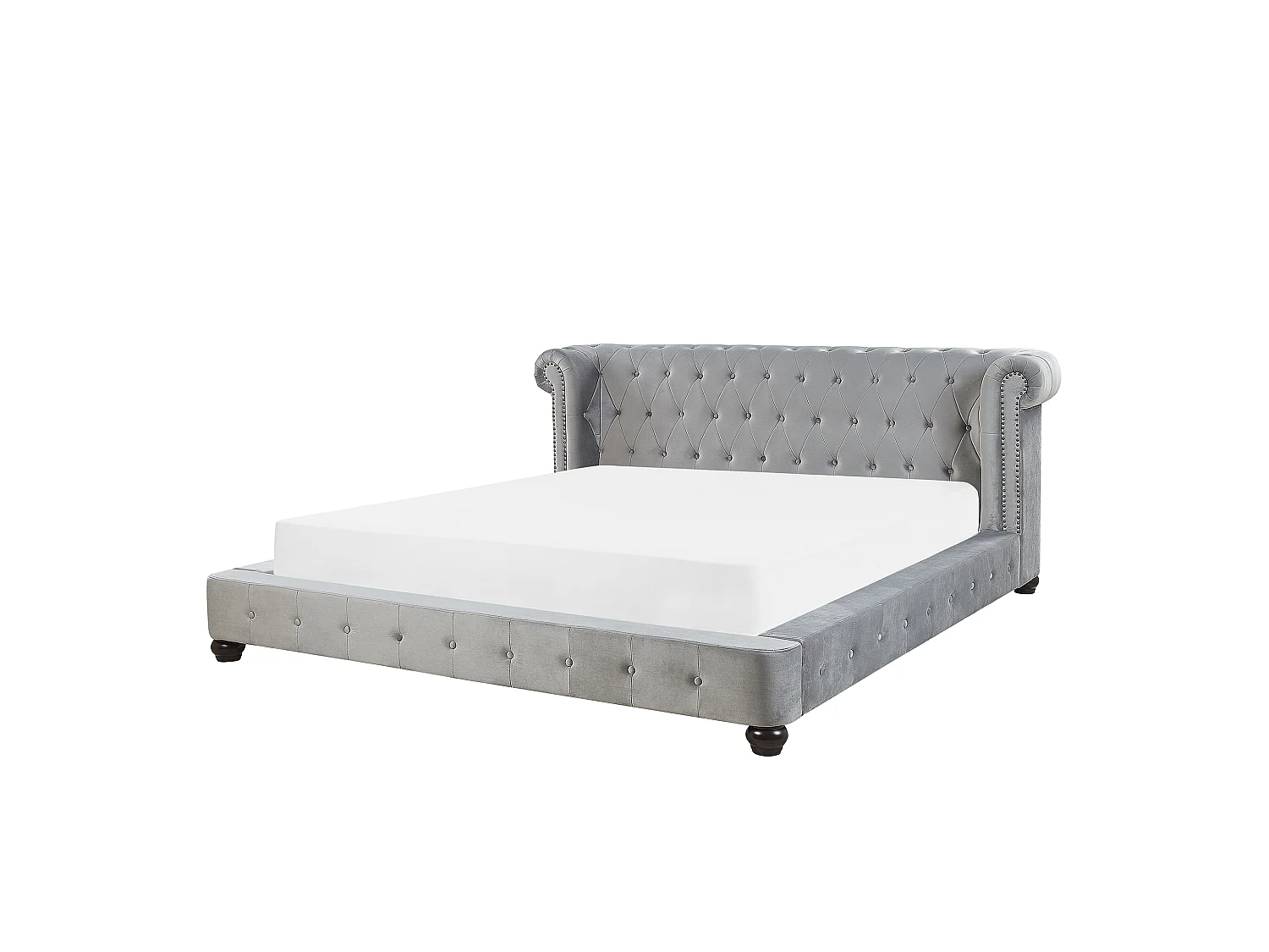 Bed Fluweel CAVAILLON 180 x 200 cm Lichtgrijs