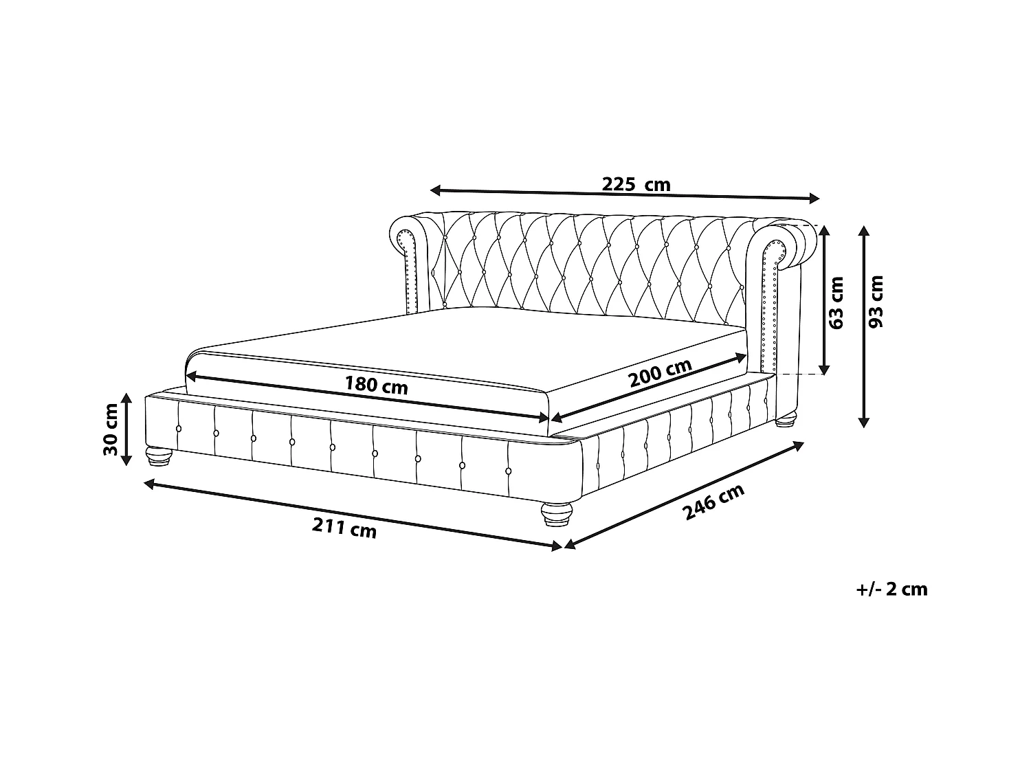 Bed Fluweel CAVAILLON 180 x 200 cm Lichtgrijs