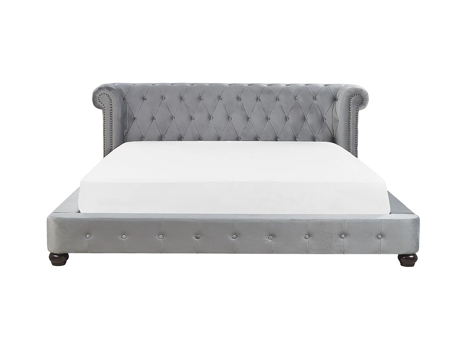 Bed Fluweel CAVAILLON 180 x 200 cm Lichtgrijs