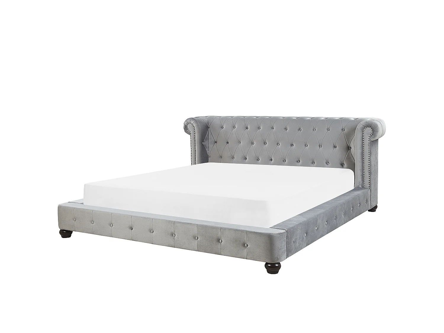 Bed Fluweel CAVAILLON 180 x 200 cm Lichtgrijs