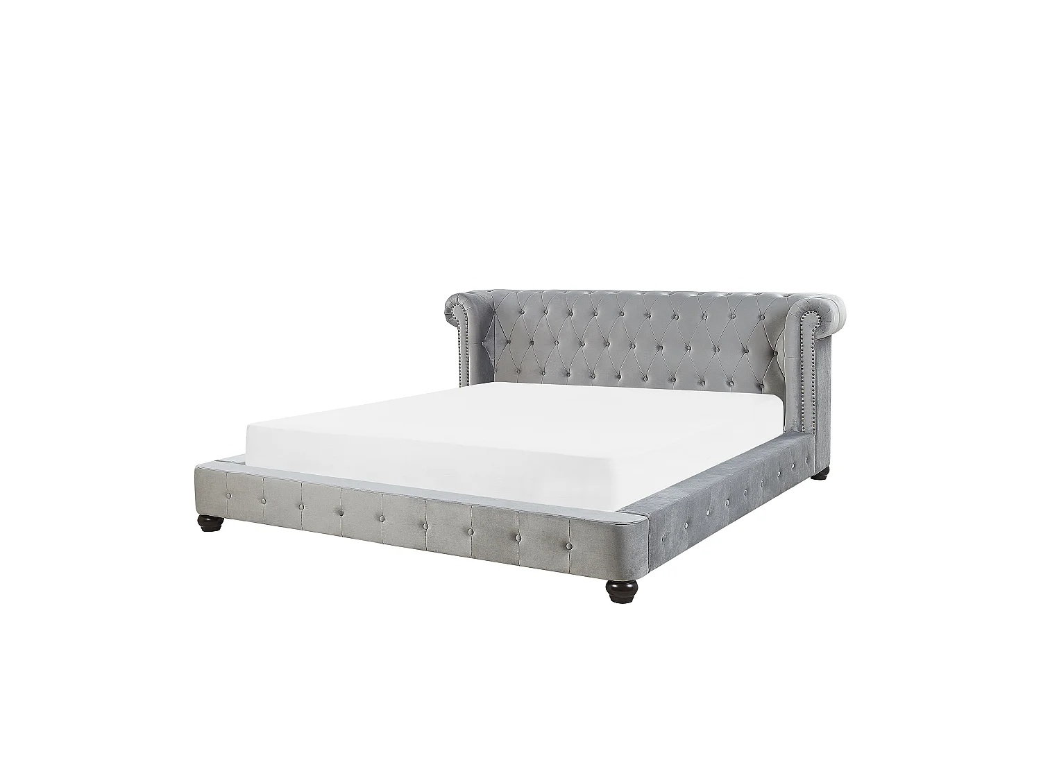 Bett mit Lattenrost Samtstoff CAVAILLON 180 x 200 cm Hellgrau