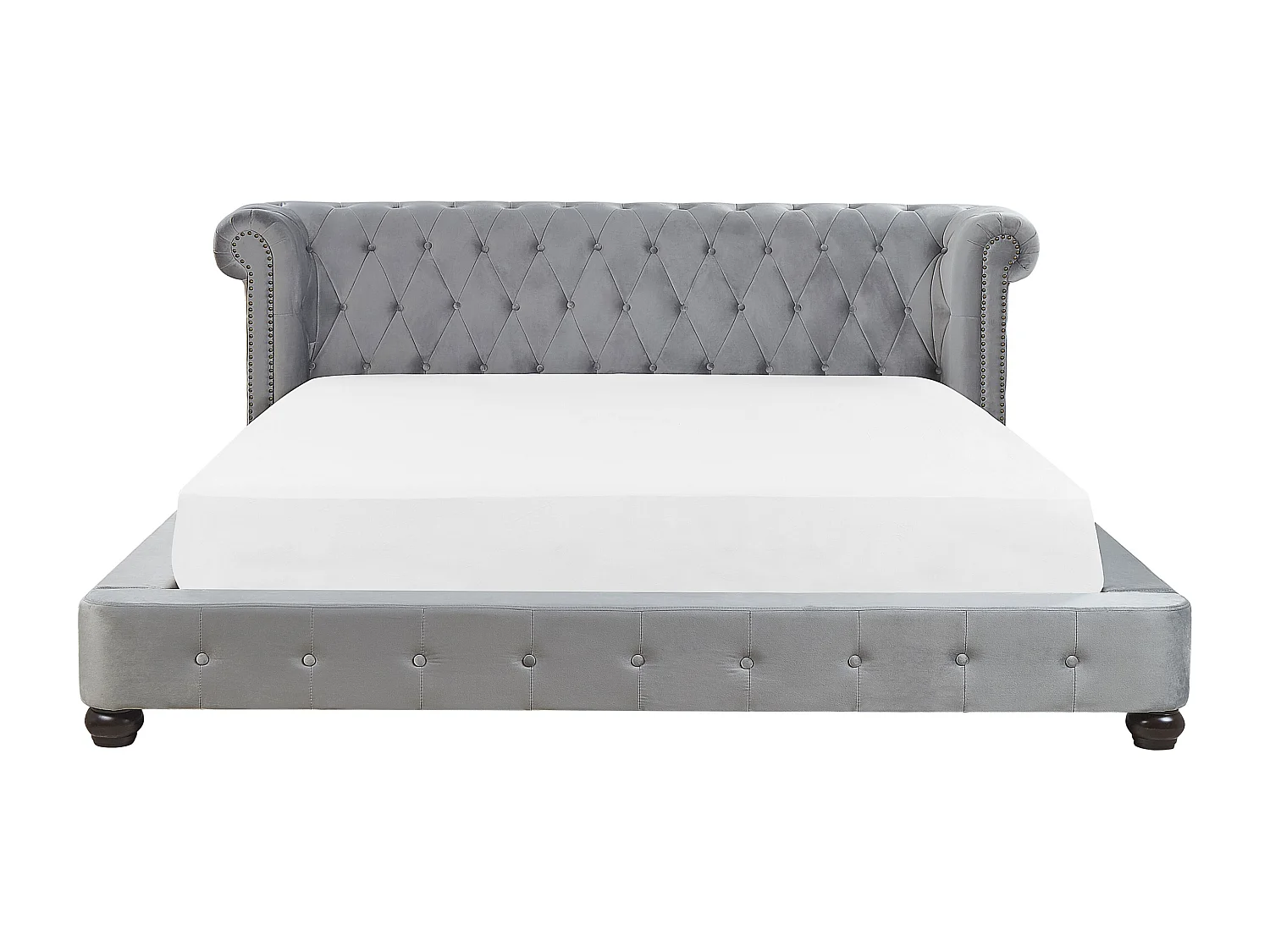 Bett mit Lattenrost Samtstoff CAVAILLON 180 x 200 cm Hellgrau