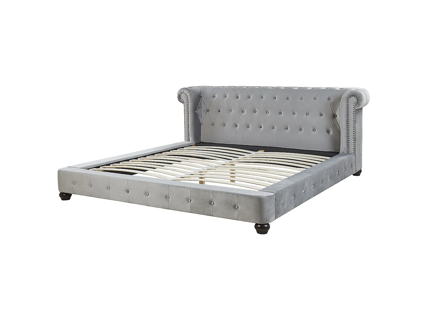 Letto Velluto CAVAILLON 180 x 200 cm Grigio chiaro