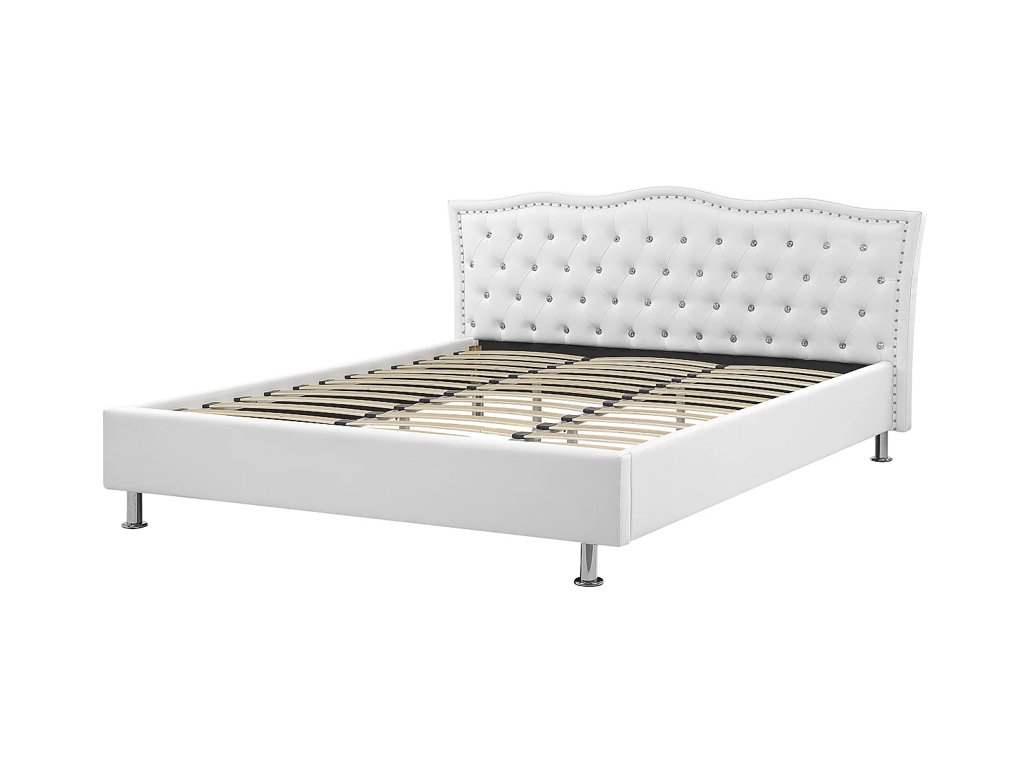 Lit avec sommier Cuir PU METZ 180 x 200 cm Blanc