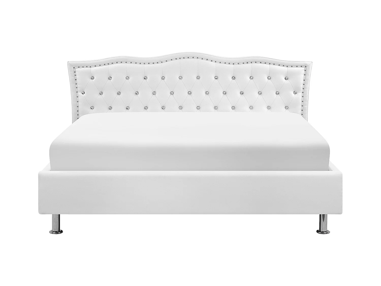 Lit avec sommier Cuir PU METZ 180 x 200 cm Blanc