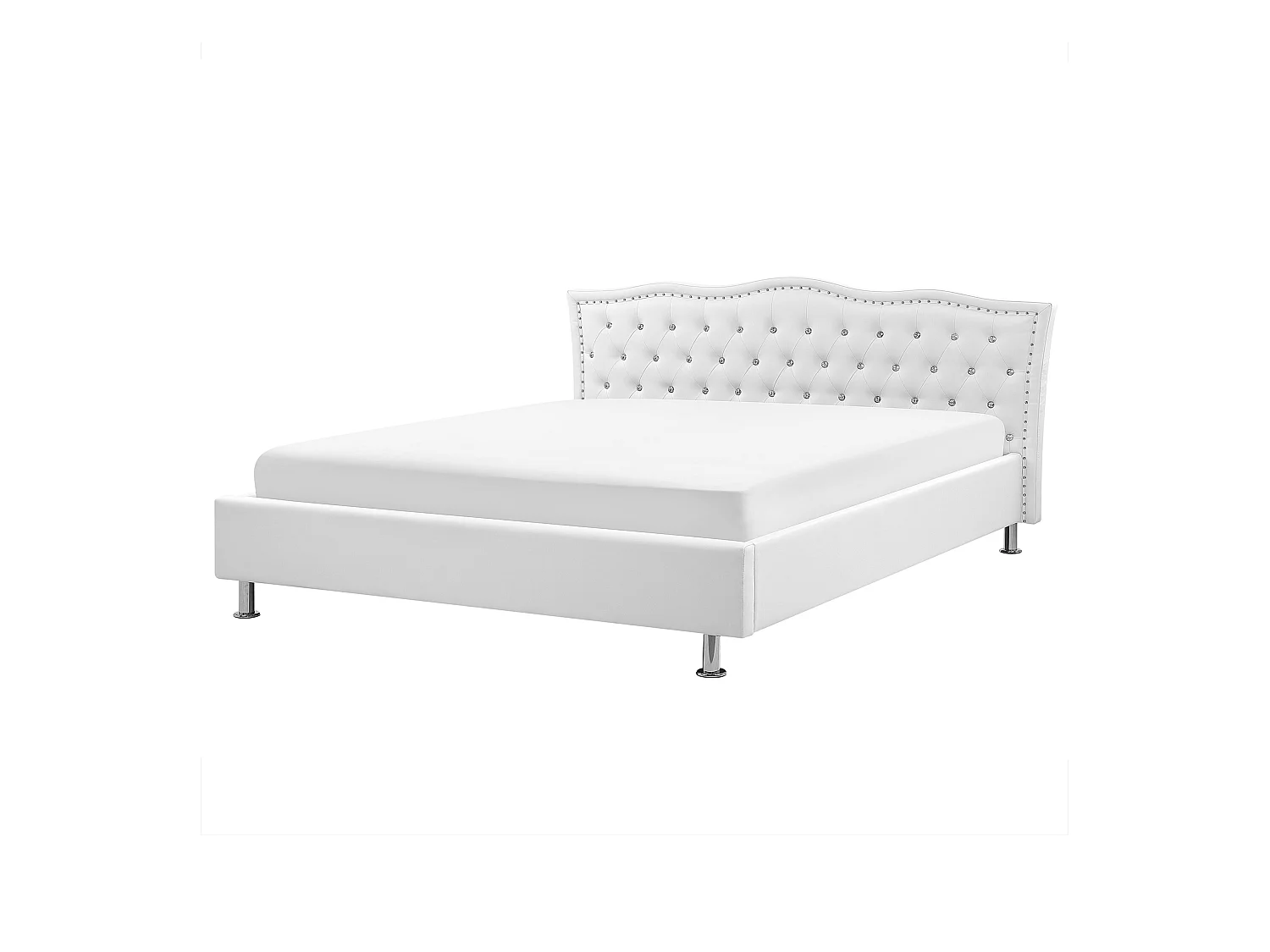Lit avec sommier Cuir PU METZ 180 x 200 cm Blanc