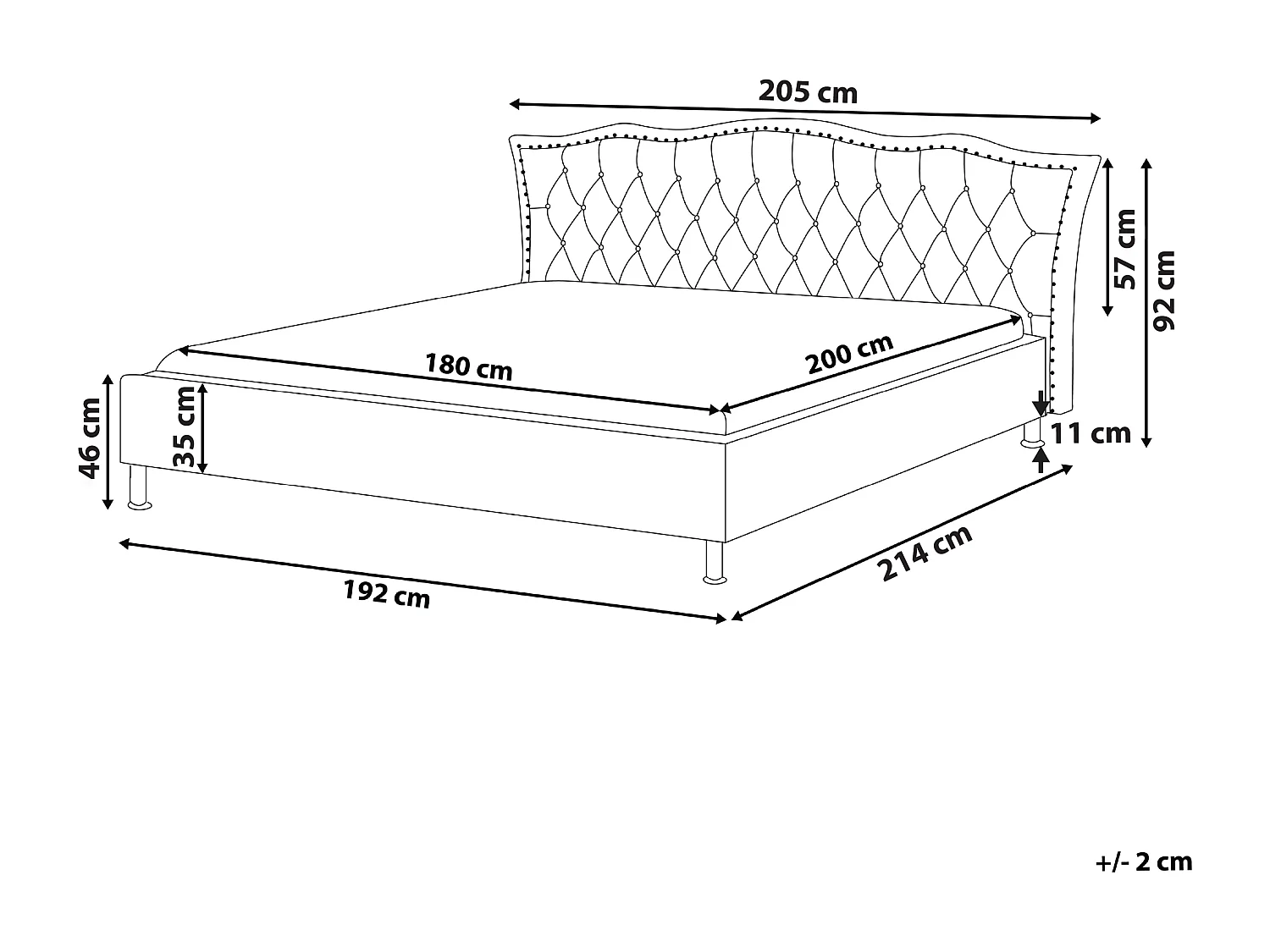 Lit avec sommier Cuir PU METZ 180 x 200 cm Blanc