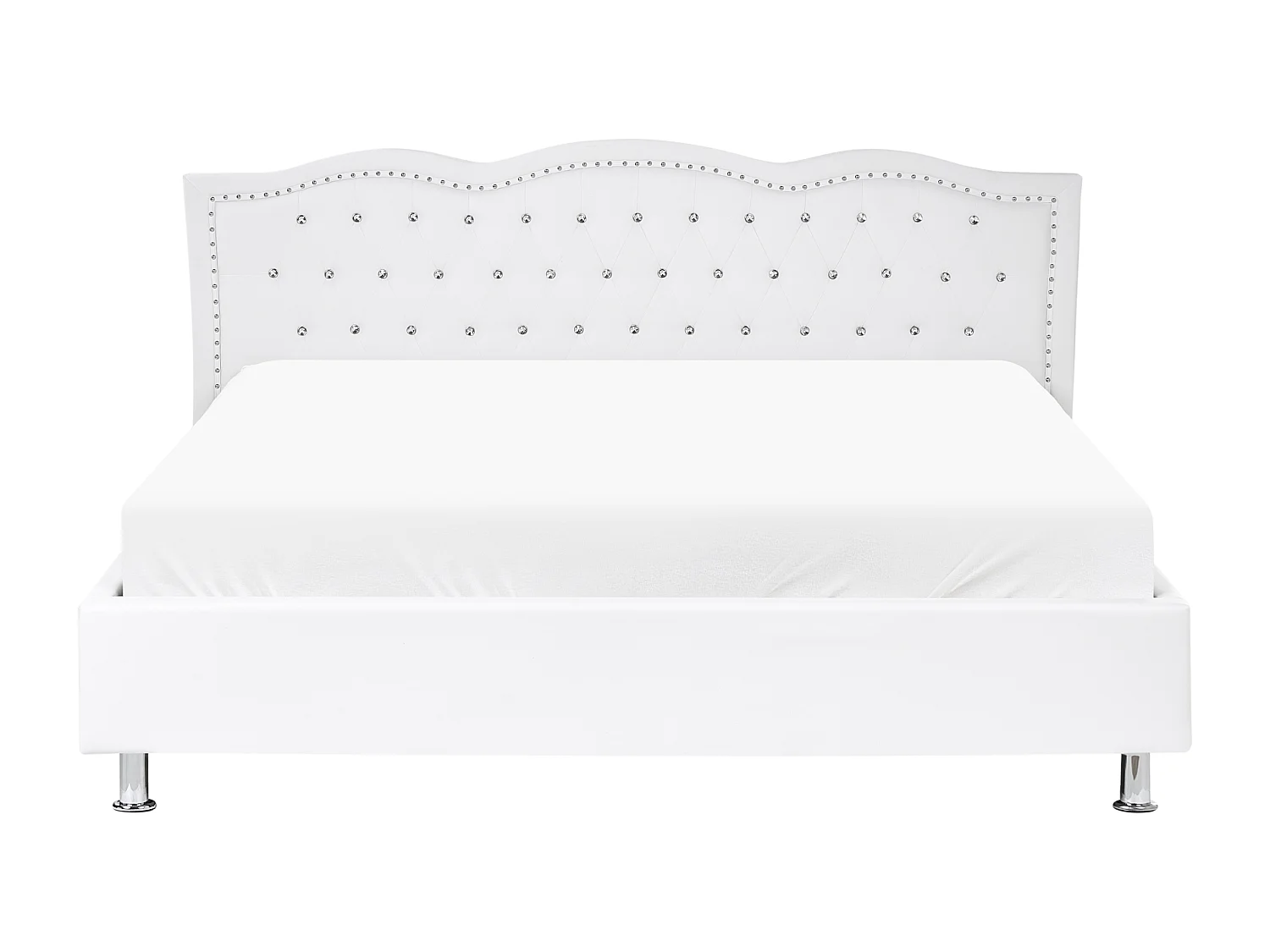 Lit avec sommier Cuir PU METZ 180 x 200 cm Blanc