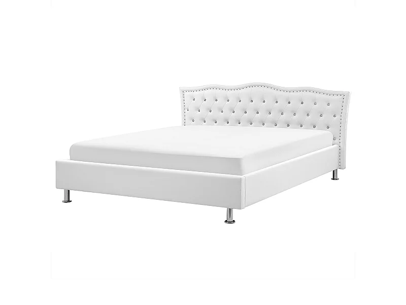 Lit avec sommier Cuir PU METZ 180 x 200 cm Blanc