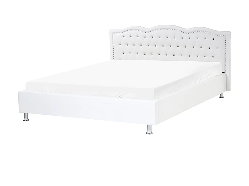 Lit avec sommier Cuir PU METZ 180 x 200 cm Blanc