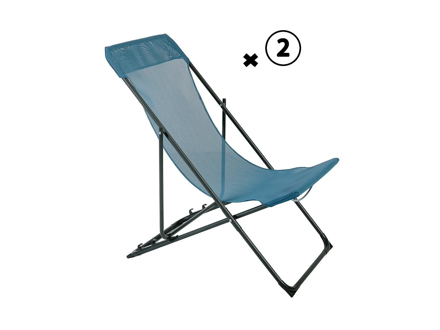 Lot De 2 Chiliennes Texaline Pliante Et Multipositions Bleu Acier