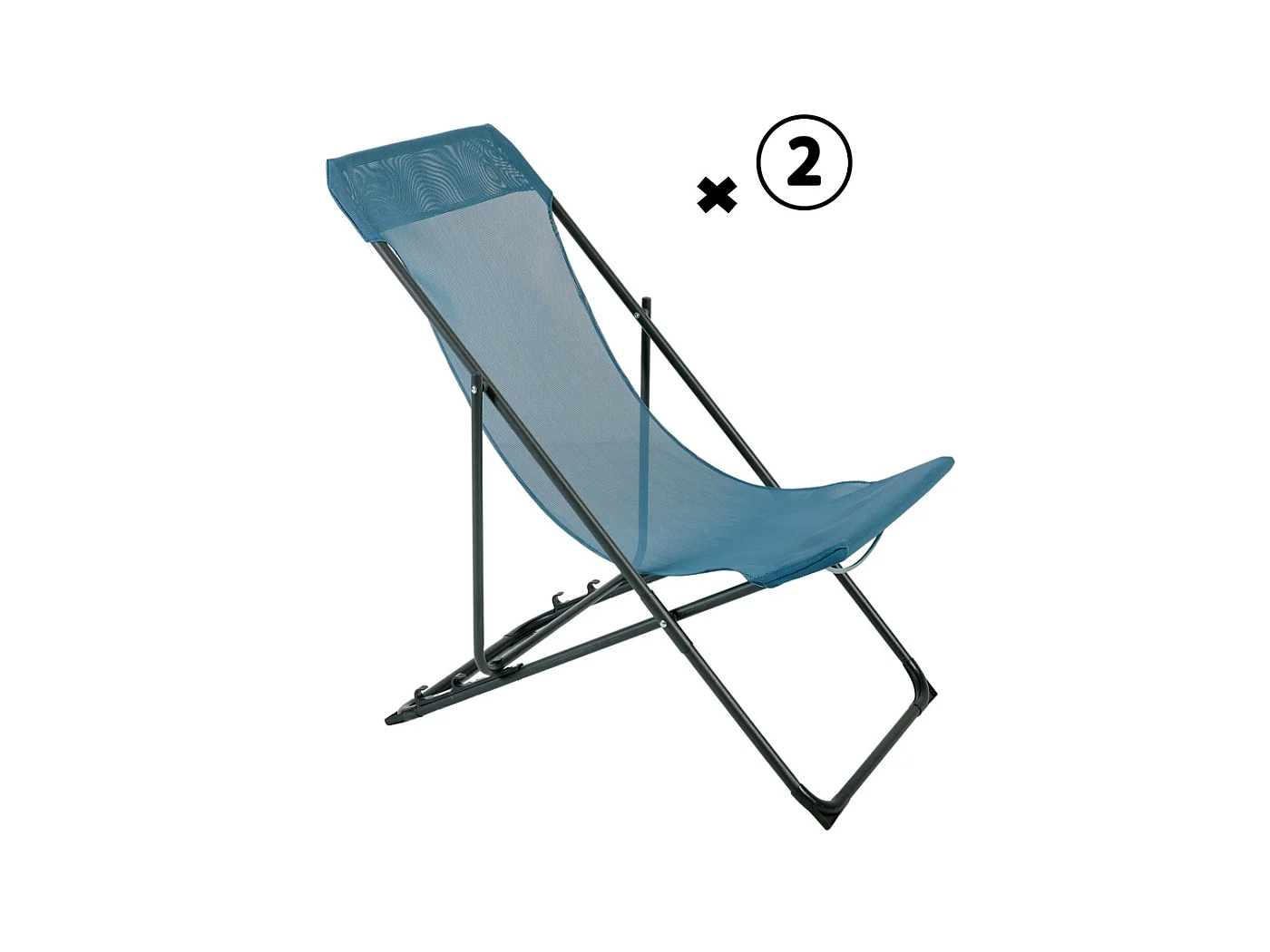 Lot De 2 Chiliennes Texaline Pliante Et Multipositions Bleu Acier