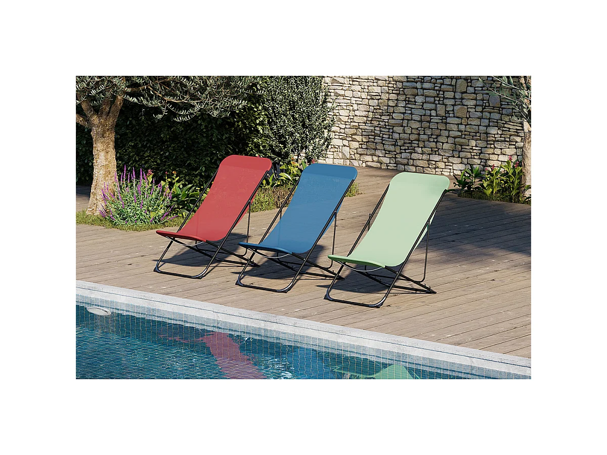 Lot De 2 Chiliennes Texaline Pliante Et Multipositions Bleu Acier