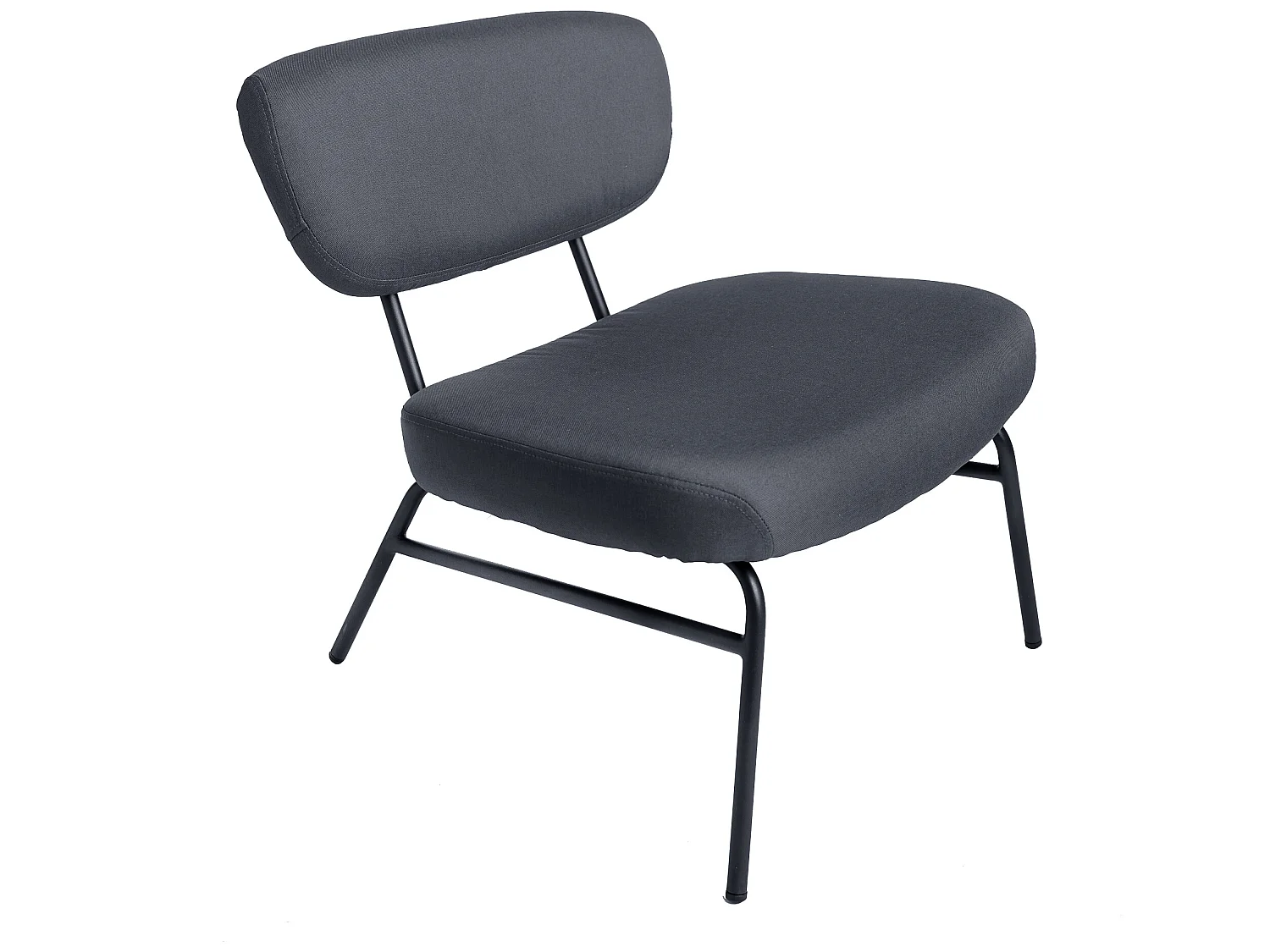 Fauteuil Salon Chambre Tissu Gris Anthracite Pied Métal Industriel Noir 66x65x67,5cm