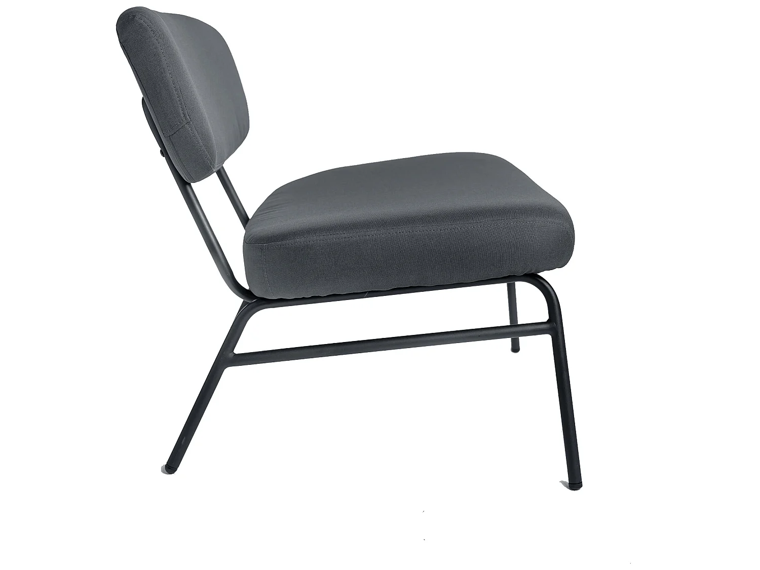 Fauteuil Salon Chambre Tissu Gris Anthracite Pied Métal Industriel Noir 66x65x67,5cm