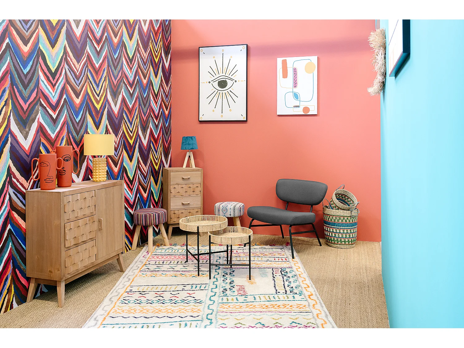 Fauteuil Salon Chambre Tissu Gris Anthracite Pied Métal Industriel Noir 66x65x67,5cm