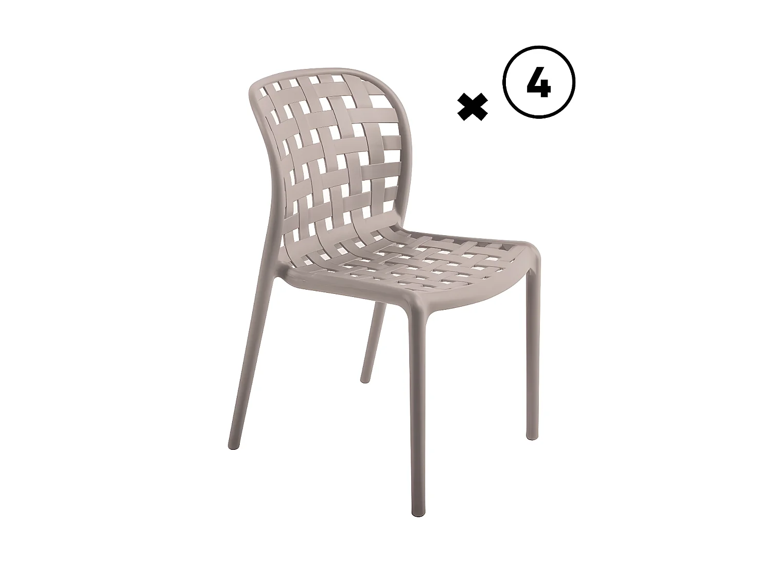 Lot De 4 Chaises Corfou Ajouré Mastic Polypropylène