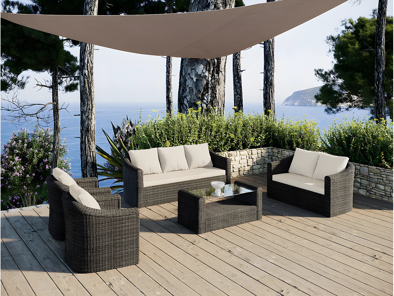 Voile D'ombrage 4x4x4m Taupe