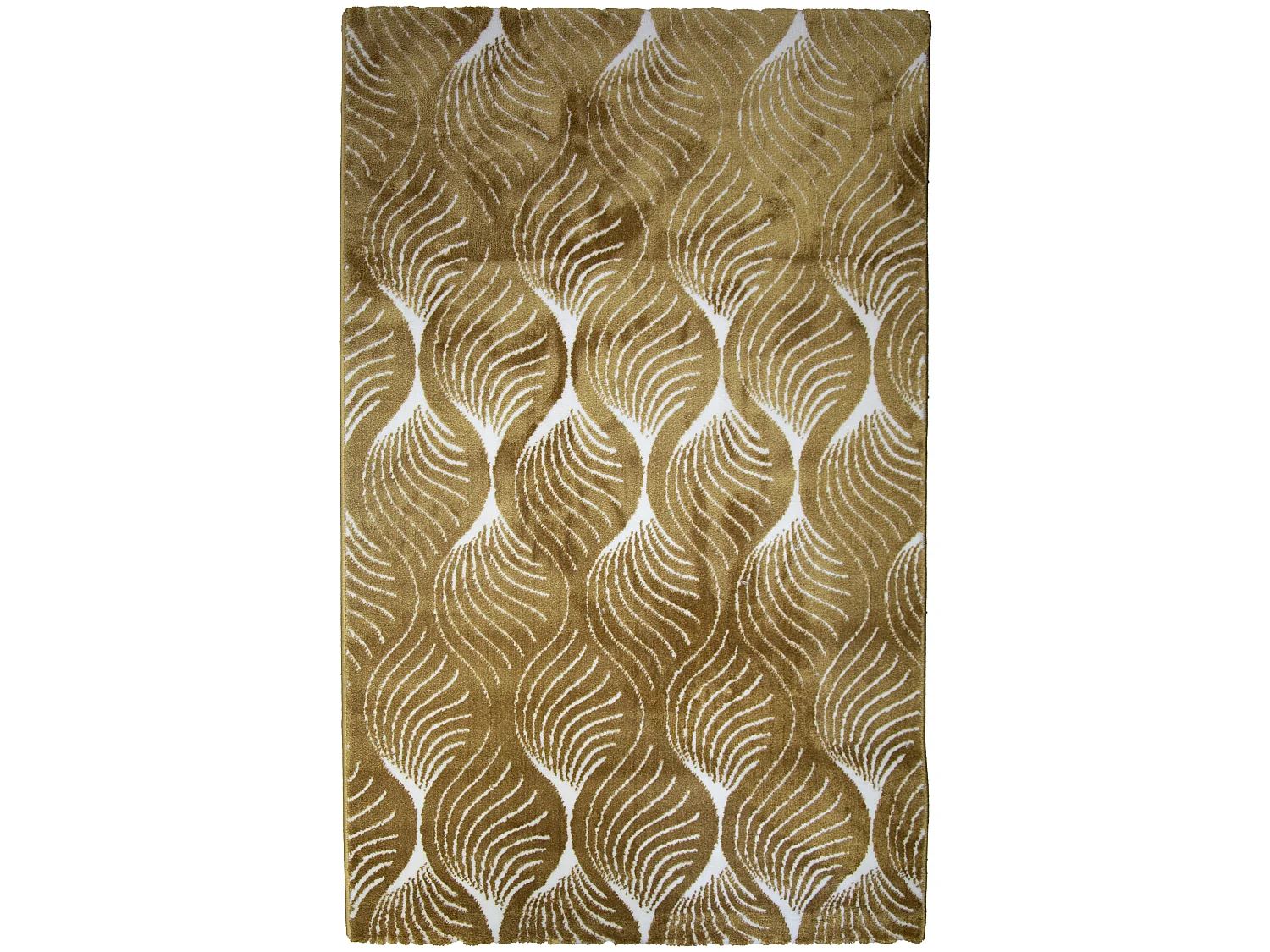 Tapis Salon Chambre D'intérieur Poils Doux Motifs Géométrique Doré Jaune Ocre Blanc 150x200 Cm