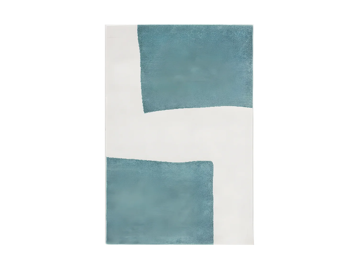 Tapis Salon Chambre Poils Ras Doux Motifs Géométrique Bleu Blanc 100x150 Cm