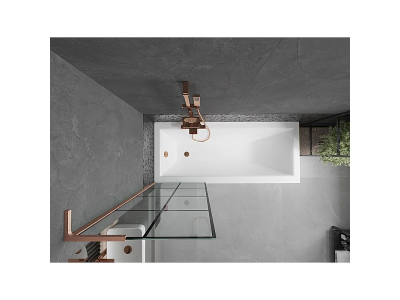 Mexen Next L pare-douche 1-volet 60 x 150 cm, grille noire, cuivre brossé - 895-060-000-03-77-65