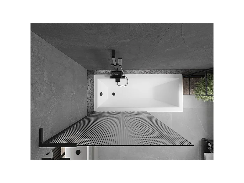 Mexen Next L Bathtub Screen 1-Panel 100 x 150 cm, Stripes, Black - 895-100-000-03-09-70