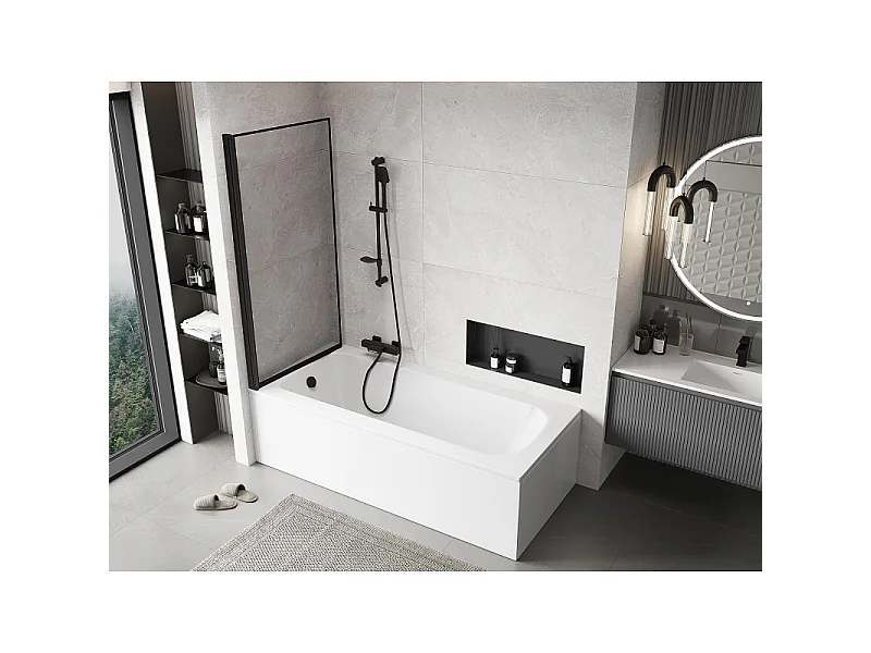 Mexen Mist shower screen 1-wing left 80 x 150 cm, black frame, black - 8A9-080-001-70-70-L
