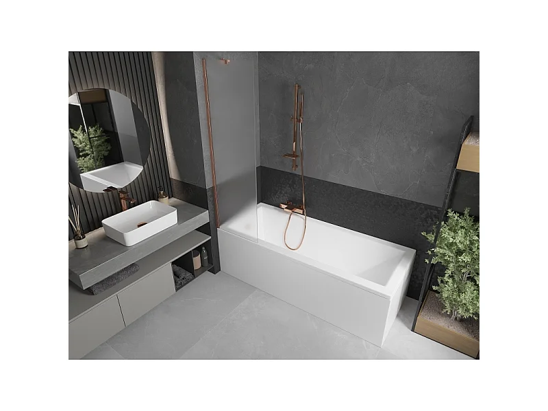 Mexen Next paroi de baignoire à 1 vantail 50 x 150 cm, dépoli, cuivre brossé - 895-050-000-00-30-65