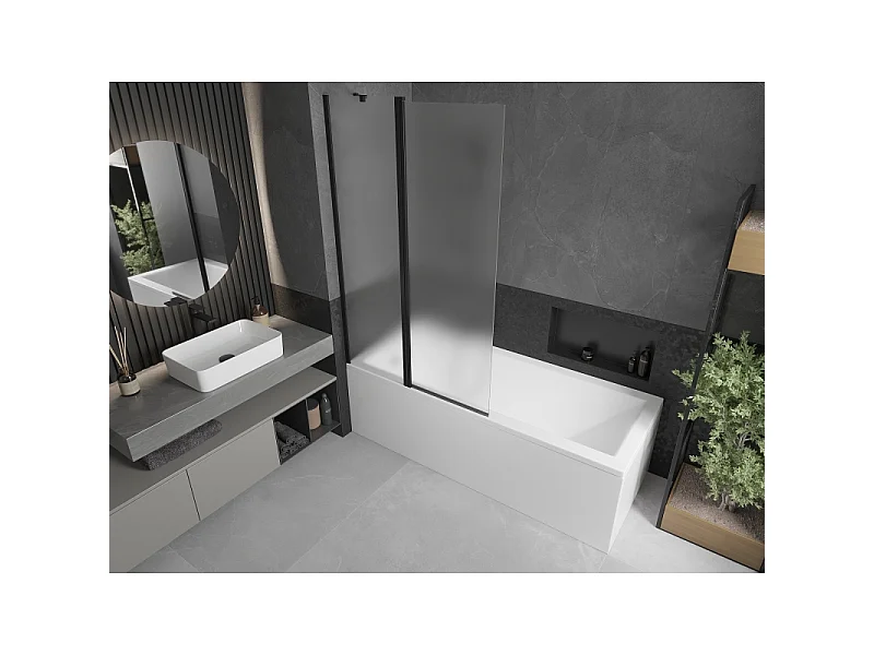 Mexen Flip pare-douche 2 volets 100 x 150 cm, givré, noir - 894-100-101-70-30