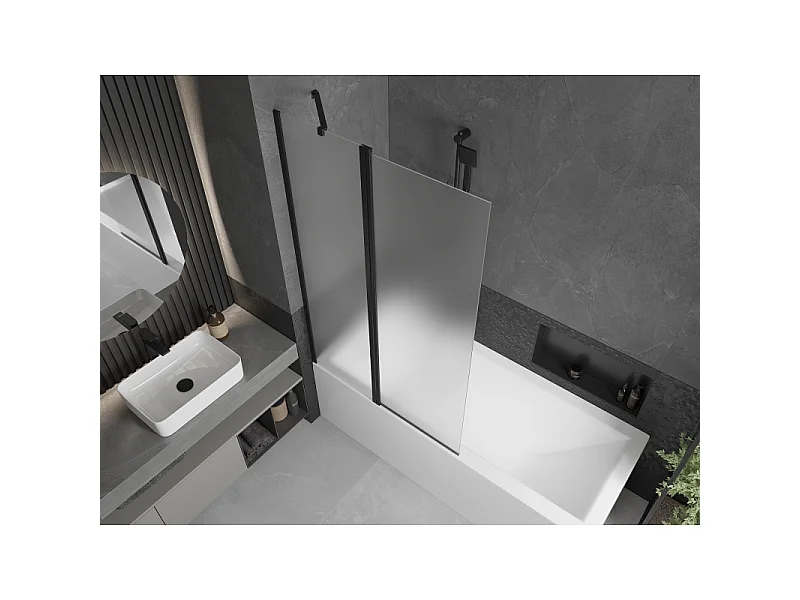 Mexen Flip pare-douche 2 volets 100 x 150 cm, givré, noir - 894-100-101-70-30
