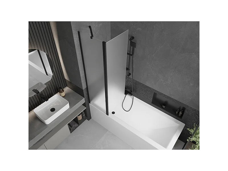 Mexen Flip pare-douche 2 volets 100 x 150 cm, givré, noir - 894-100-101-70-30