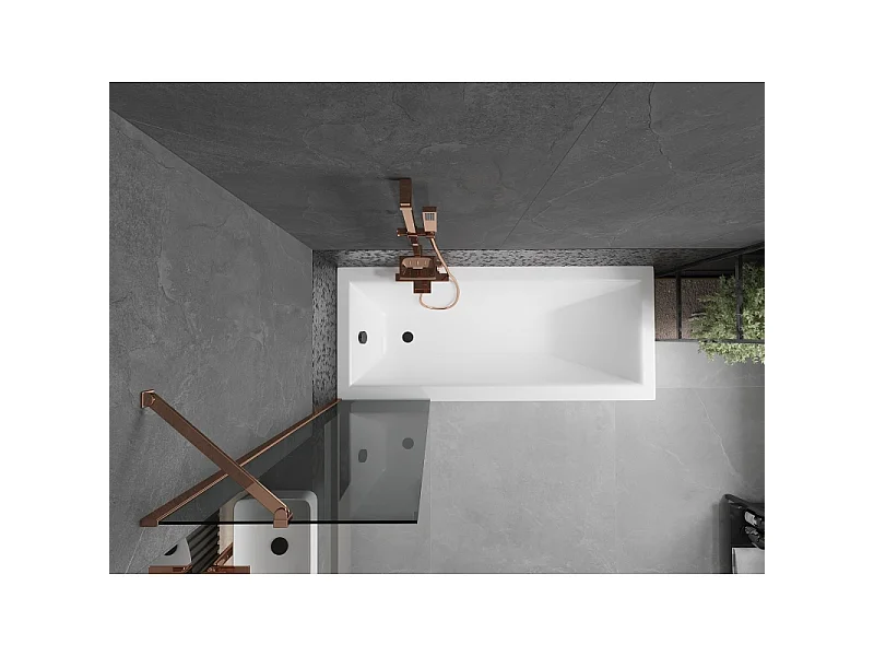 Mexen Next mampara de ducha de 1 panel 50 x 150 cm, grafito, oro rosa - 895-050-000-00-40-60