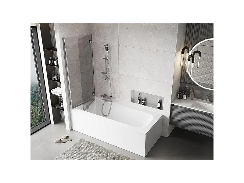 Mexen Mist pare-douche pliant à 2 volets gauche 130 x 150 cm, transparent, chromé - 8A9-130-002-01-00-L