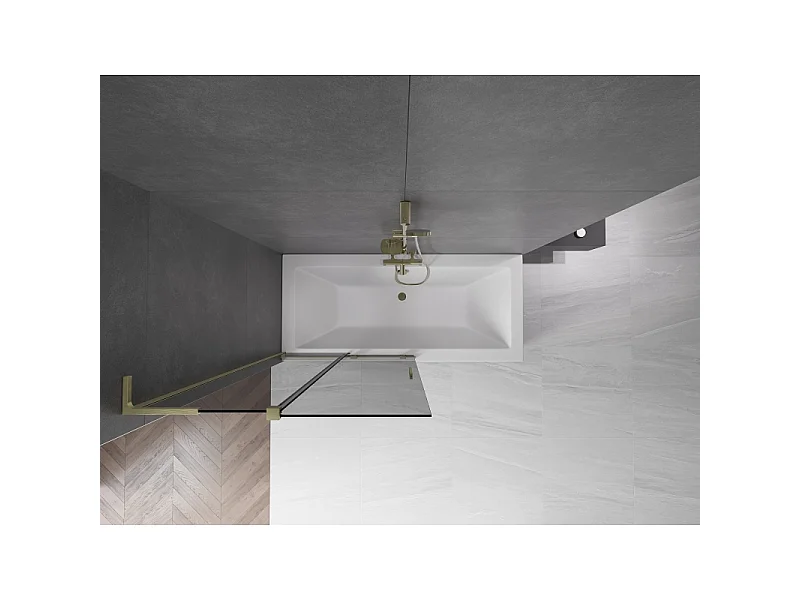 Mexen Velar L 2-delt skydedør til badekar 100 x 150 cm, grafit, børstet guld - 896-100-003-41-55