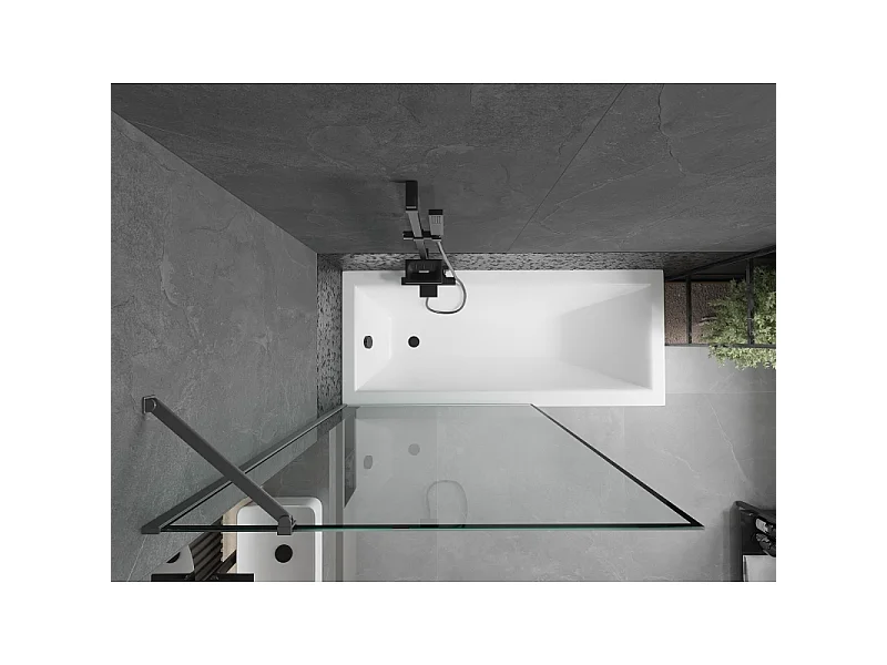 Mexen Next paroi de baignoire 1 volet 100 x 150 cm, cadre noir, métal canon - 895-100-000-00-70-95