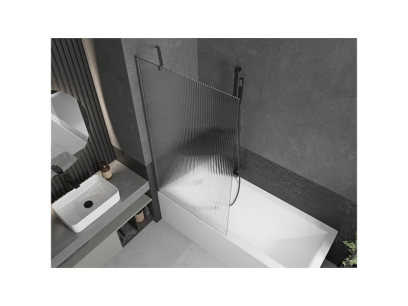 Mexen Next badwand 1-delig 90 x 150 cm, strepen, geborsteld gun gray - 895-090-000-00-09-66